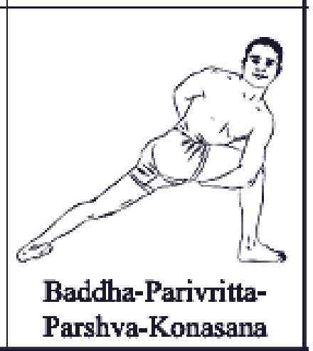 Baddha Parivritta Parshva Konasana pose diagram